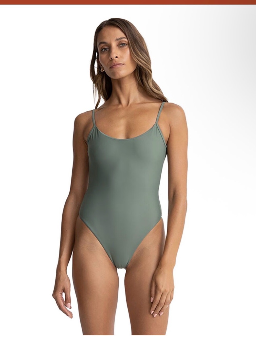 Swimwear Scoop Neck Low Back Classic One-Piece Swimsuit Sage Green Rhythm olive